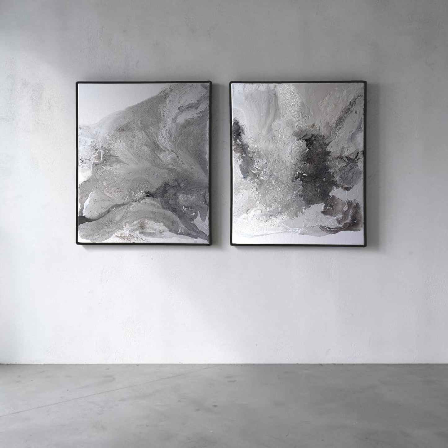 Quiet Umber｜Fluid Art Diptych｜F12 × 2