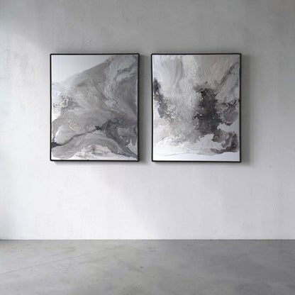 Quiet Umber｜Fluid Art Diptych｜F12 × 2