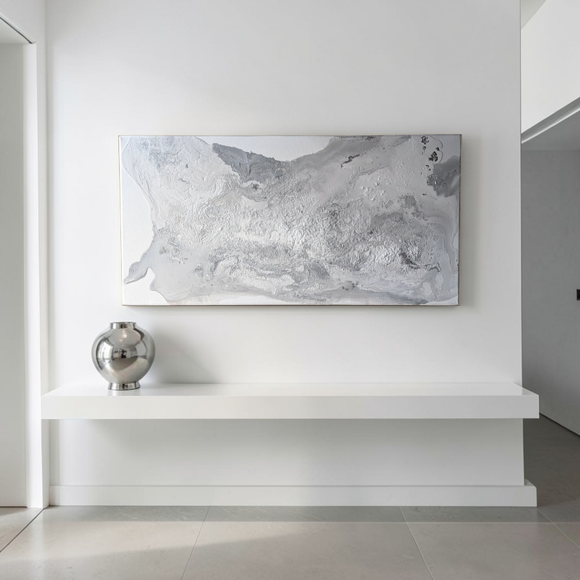 fluid art monochrome flow ｜ 手作りアートパネル 40×80cm nest